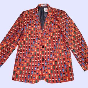Marvel Mini Mates All Over Print Red Suit Blazer  Men Size Medium